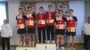Die Paarkampfsieger der männlichen U18: Erich Hardt, Justin Ehling, David Köhler, Felix Möser, Philipp Wagner, Niklas Theiß
